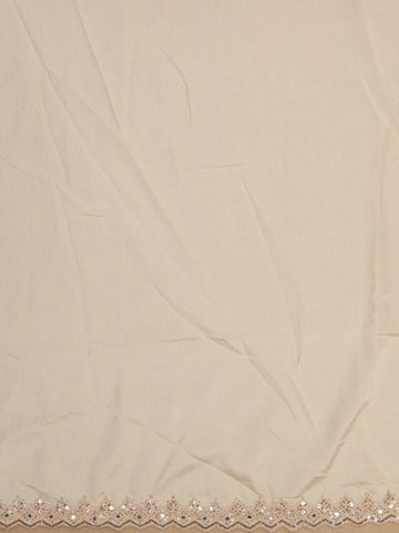 Ivory Floral Design Satin Saree - Diadem