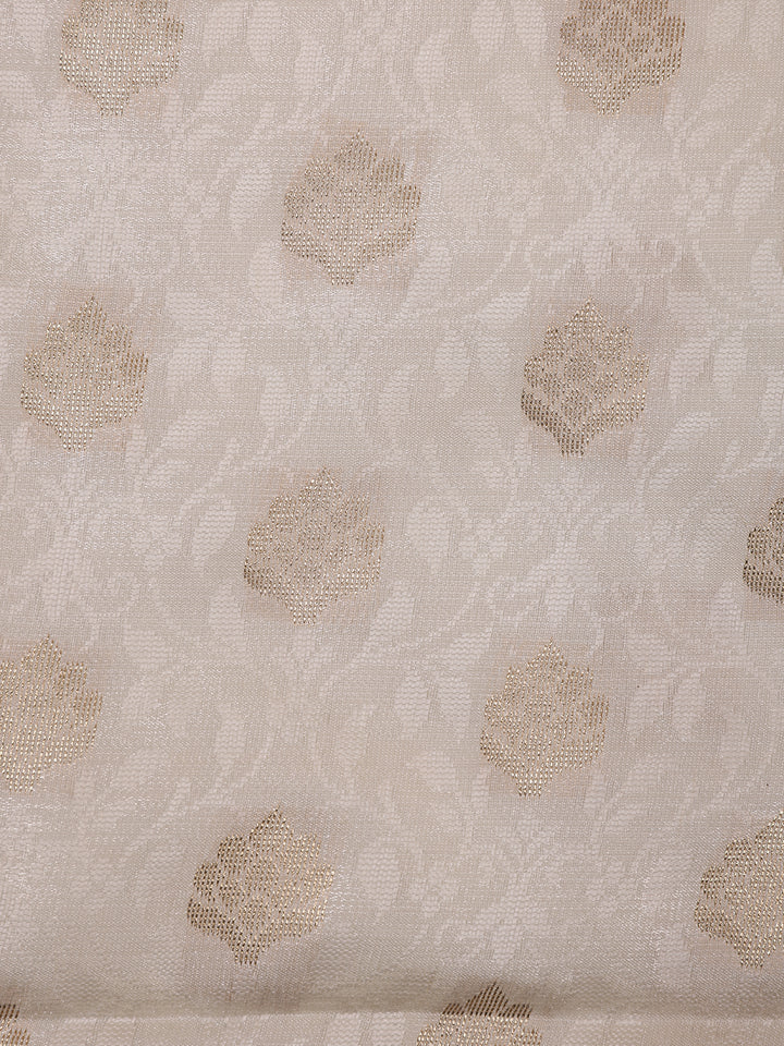 Ivory Floral Woven Banarasi Silk Saree - Diadem