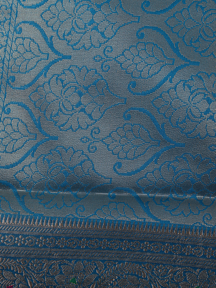 Ivory Floral Woven Banarasi Silk Saree - Diadem