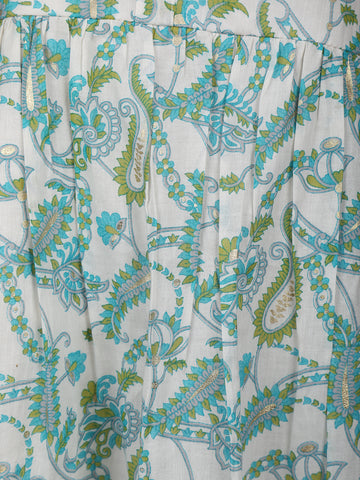 Ivory Floral Designed Cotton Kurti - Diadem