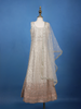 Ivory Floral Designed Sequins Banarasi Gown - Diadem