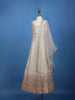 Ivory Floral Designed Sequins Banarasi Gown - Diadem