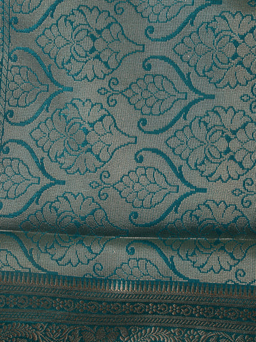 Ivory Floral Designed Woven Banarasi Silk Saree - Diadem