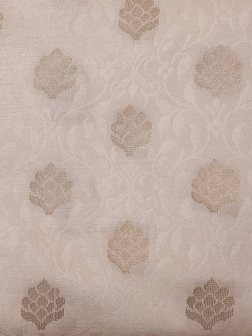 Ivory Floral Woven Banarasi Silk Saree - Diadem