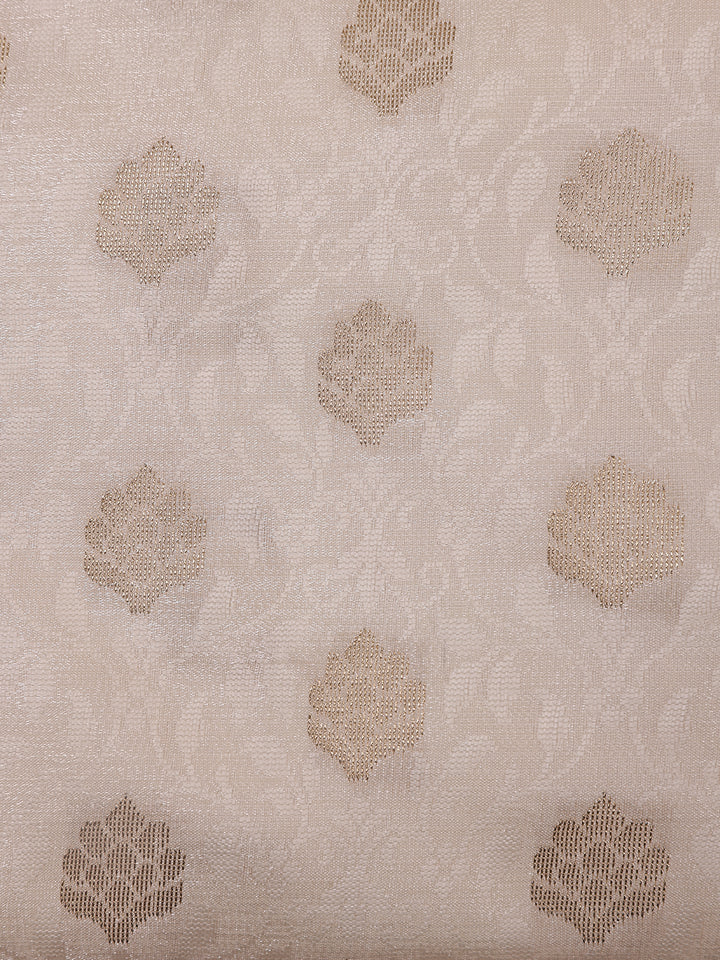 Ivory Floral Woven Banarasi Silk Saree - Diadem