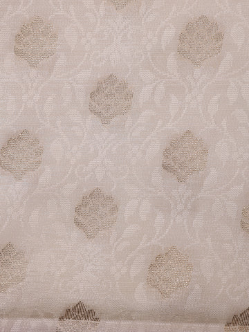 Ivory Floral Designed Woven Banarasi Silk Saree - Diadem