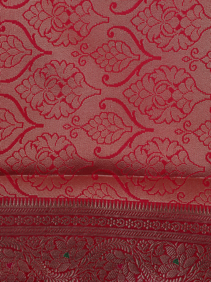 Ivory Floral Designed Woven Banarasi Silk Saree - Diadem