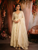 Ivory Floral Embroidered Design Tissue Silk Palazzo Suit with Dupatta