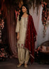 Ivory Floral Embroidered and Stone Embellished Design Georgette Salwar Suit with Contrast Dupatta