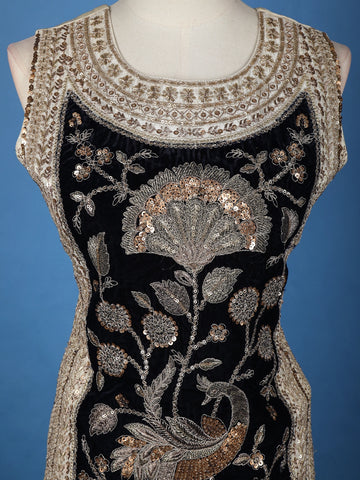 Ivory Floral Embroidery Tissue Silk Palazzo Salwar Suit - Diadem