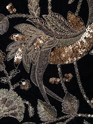 Ivory Floral Embroidery Tissue Silk Palazzo Salwar Suit - Diadem