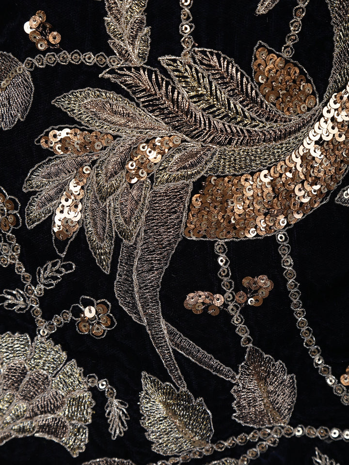 Ivory Floral Embroidery Tissue Silk Palazzo Salwar Suit - Diadem