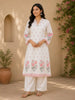 Ivory Floral Printed Cotton Palazzo Salwar Suit
