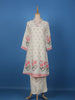 Ivory Floral Printed Cotton Palazzo Salwar Suit - Diadem