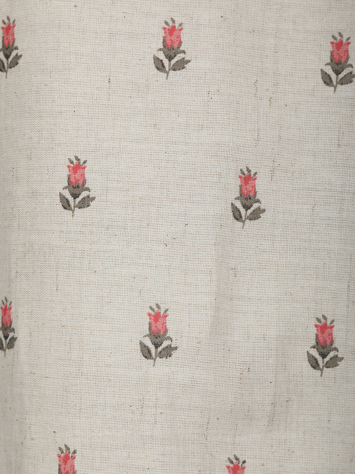 Ivory Floral Printed Cotton Palazzo Salwar Suit - Diadem