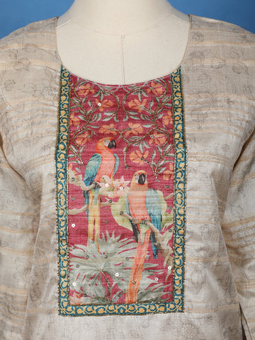Ivory Floral Printed Cotton Salwar Suit - Diadem