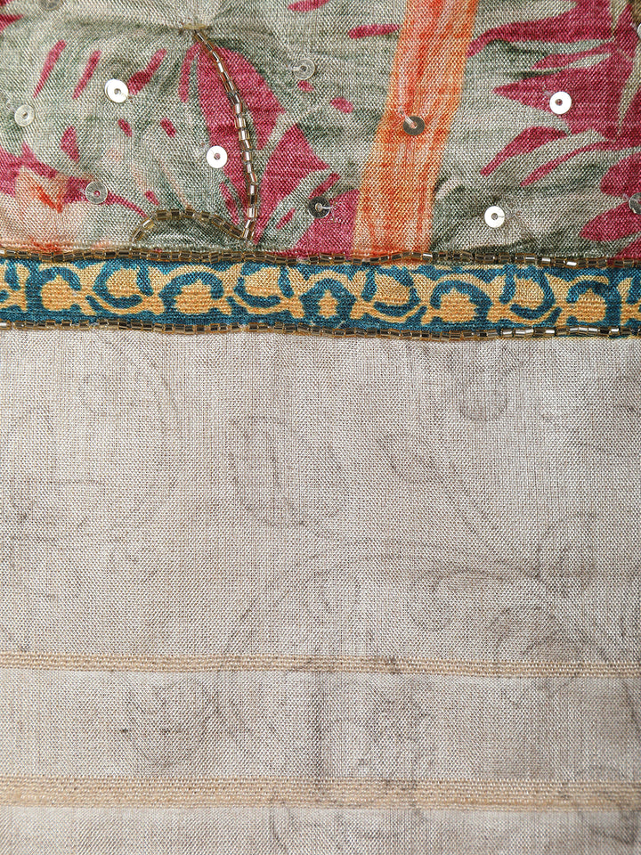 Ivory Floral Printed Cotton Salwar Suit - Diadem
