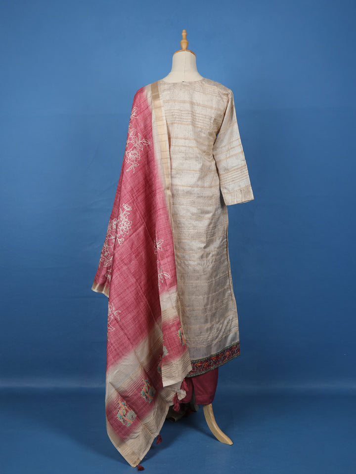 Ivory Floral Printed Cotton Salwar Suit - Diadem