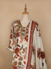 Ivory Floral Printed Semi Silk Salwar Suit - Diadem