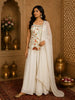 Ivory Floral Thread Embroidered Design Georgette Palazzo Suit with Dupatta