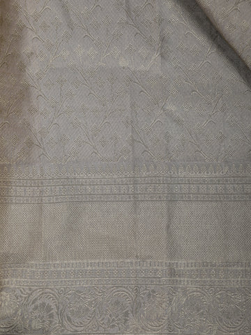 Ivory Floral Woven Pure Kanchipuram Silk Saree - Diadem