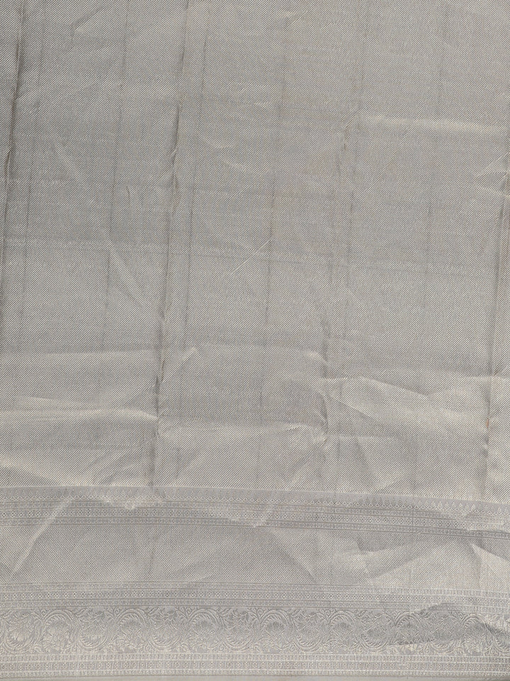 Ivory Floral Woven Pure Kanchipuram Silk Saree - Diadem