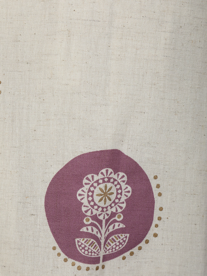 Ivory Floral Printed Cotton Salwar Suit - Diadem