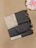 Ivory White with Black Shaded Border Fancy Kerala Silk Saree - Diadem