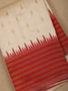 Ivory White with Red Zari Border Fancy Kerala Cotton Saree - Diadem