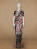 Ivory with Black Stripes and Floral Printed Organza Designer Saree
