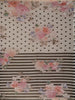 Ivory with Black Stripes and Floral Printed Organza Designer Saree