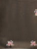 Ivory with Black Stripes and Floral Printed Organza Designer Saree