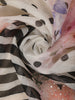 Ivory with Black Stripes and Floral Printed Organza Designer Saree
