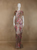 Ivory with Dark Mustard Stripes and Floral Printed Organza Designer Saree - Diadem