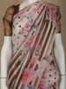 Ivory with Dark Mustard Stripes and Floral Printed Organza Designer Saree - Diadem