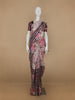 Ivory with Marron Stripes and Floral Printed Organza Designer Saree - Diadem