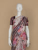 Ivory with Marron Stripes and Floral Printed Organza Designer Saree - Diadem