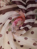 Ivory with Marron Stripes and Floral Printed Organza Designer Saree - Diadem