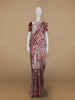 Ivory with Red Stripes and Floral Printed Organza Designer Saree - Diadem