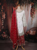 Ivory and Pink Floral and Sequins Embroidered Design Georgette Palazzo Suit with Designer Dupatta