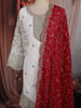 Ivory and Pink Floral and Sequins Embroidered Design Georgette Palazzo Suit with Designer Dupatta
