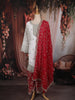 Ivory and Pink Floral and Sequins Embroidered Design Georgette Palazzo Suit with Designer Dupatta