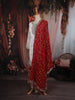Ivory and Red Floral and Sequins Embroidered Design Georgette Palazzo Suit with Designer Dupatta