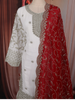 Ivory and Red Floral and Sequins Embroidered Design Georgette Palazzo Suit with Designer Dupatta