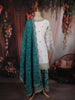Ivory and Teal Green Floral and Sequins Embroidered Design Georgette Palazzo Suit with Designer Dupatta