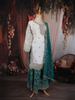 Ivory and Teal Green Floral and Sequins Embroidered Design Georgette Palazzo Suit with Designer Dupatta