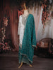 Ivory and Teal Green Floral and Sequins Embroidered Design Georgette Palazzo Suit with Designer Dupatta