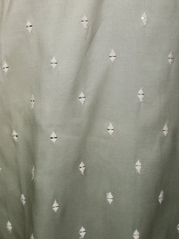 Ivory to Sage Green Ombre Embroidered Cotton Kurta For Men - Diadem