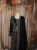 Jet Black Floral Vine Sequins and Zari Embroidered Design Georgette Long Gown with Matching Dupatta