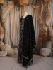 Jet Black Floral Vine Sequins and Zari Embroidered Design Georgette Long Gown with Matching Dupatta